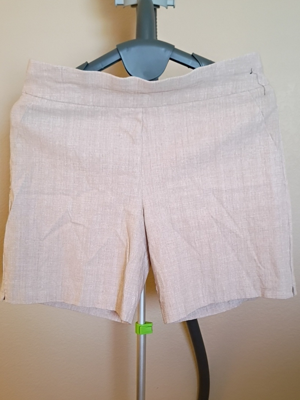 High-Waist Light Beige Linen-Blend Women's Shorts